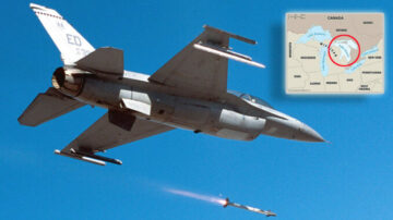 US F-16 יורה על חפץ לא מזוהה בצורת מתומן מעל אגם הורון