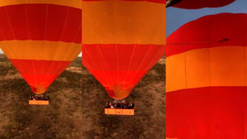 Video: Watch as hot air balloons collide in Alice Springs