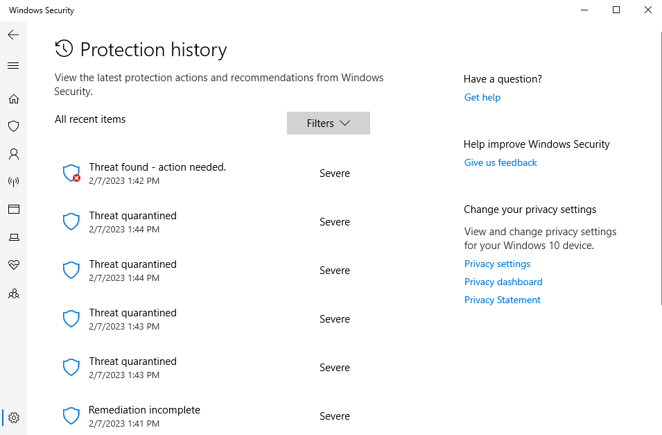 Windowsi turvalisuse kaitse ajalugu