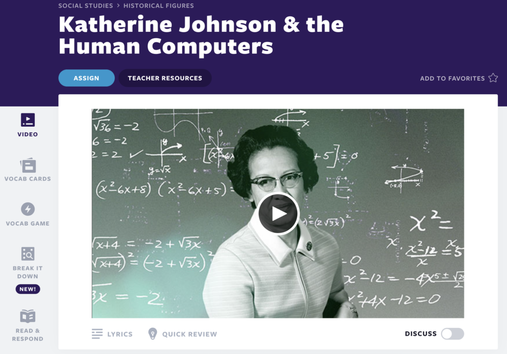 كاثرين جونسون والمرأة المشهورة هيومان كمبيوترز في درس العلوم