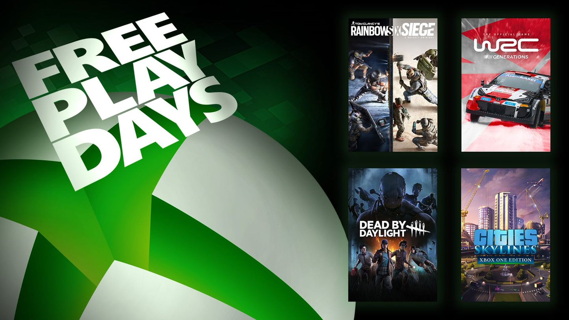 Gratis spilledage – Tom Clancy's Rainbow Six Siege, WRC Generations, Dead by Daylight og Cities: Skylines – Xbox One Edition