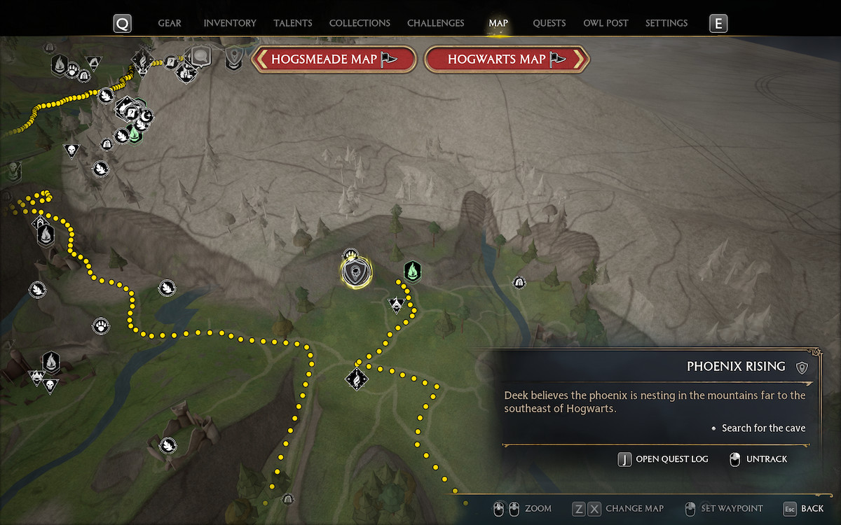 How To Catch And Tame A Phoenix In Hogwarts Legacy Phoenix Mountain Den Map