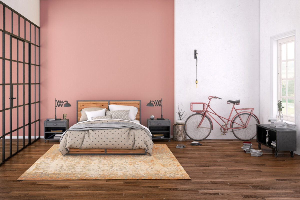 Rosa Farbe in einem Schlafzimmer