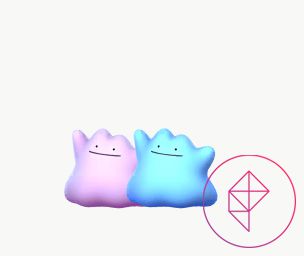 Shiny Ditto with regular Ditto. Shiny Ditto is blue