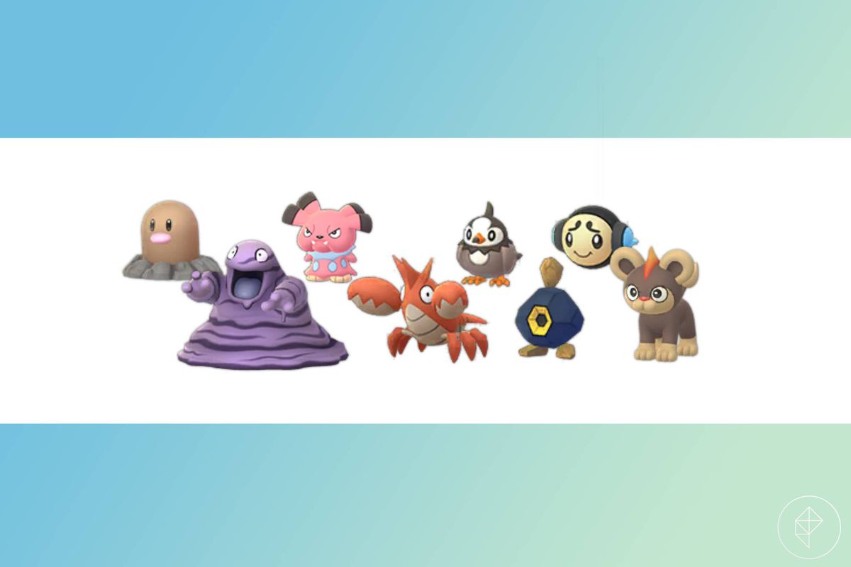 From left to right: Diglett, Grimer, Snubbell, Corphish, Starly, Roggenrola, Tympole and Litleo in Pokémon Go