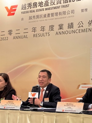 A Yuexiu REIT bevétele 2022-ben 4.2%-kal nőtt