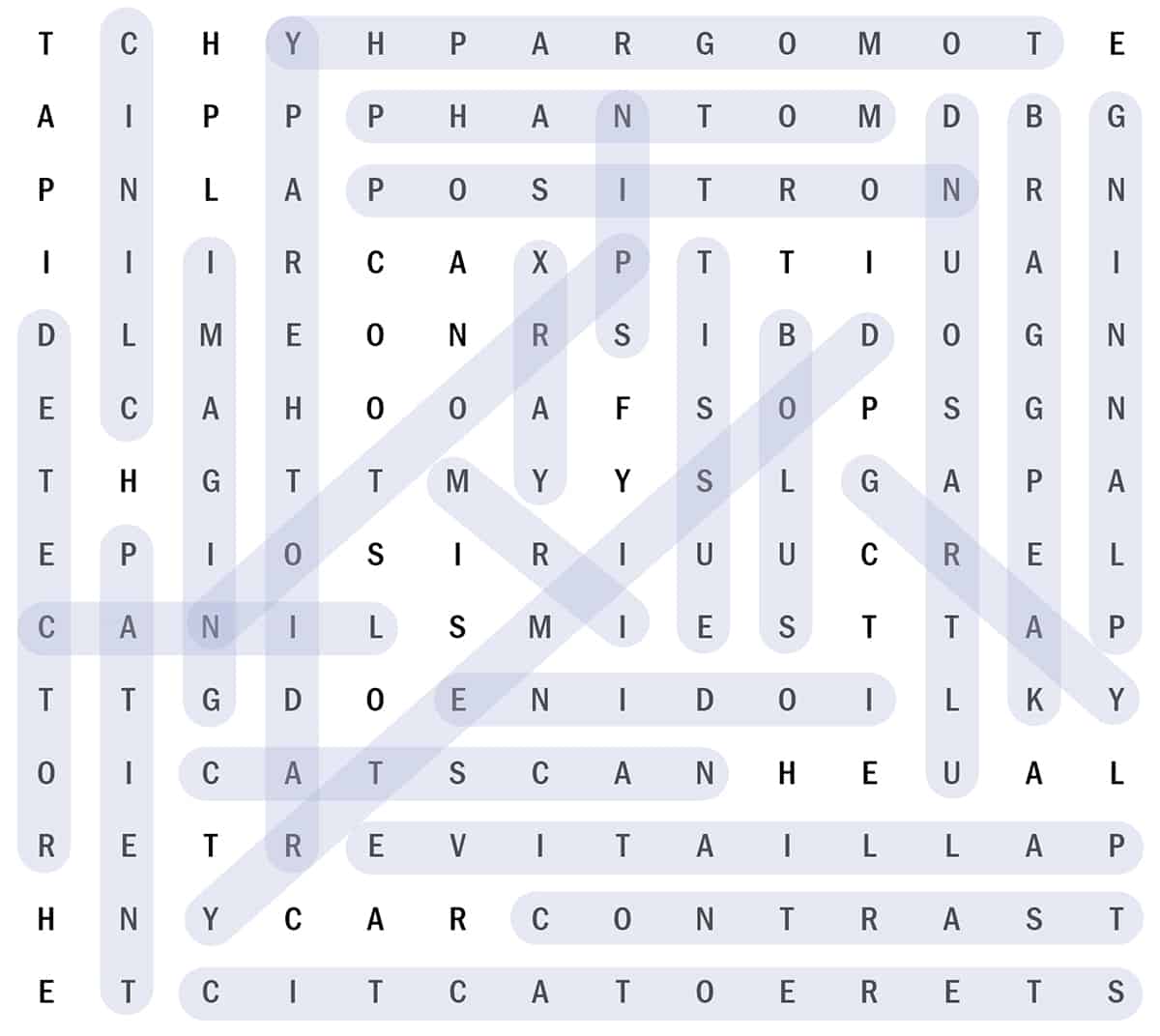 Tried our cryptic medical-physics word search? Here’s the solution