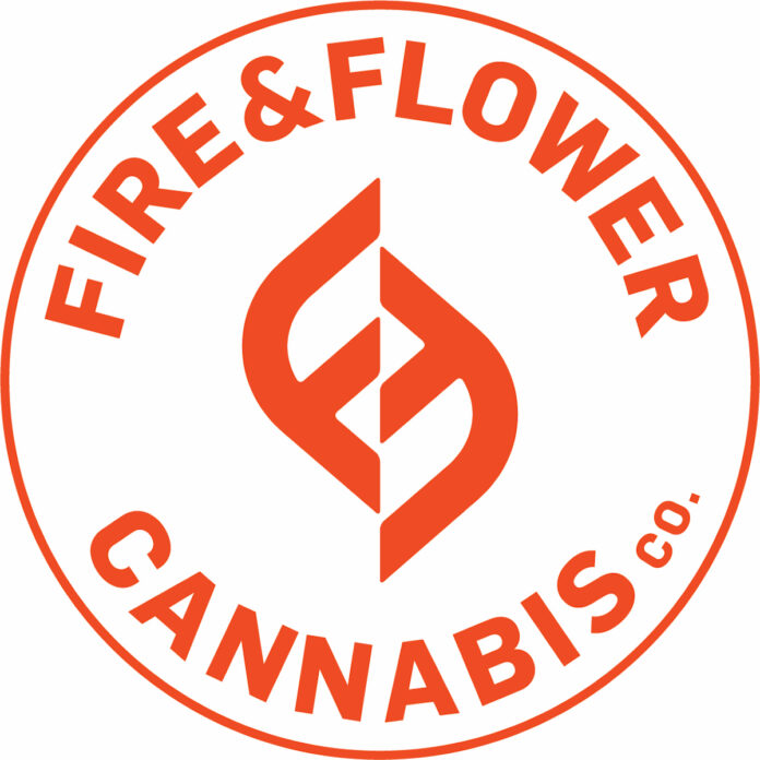 white background fire and flower logo in orange text
