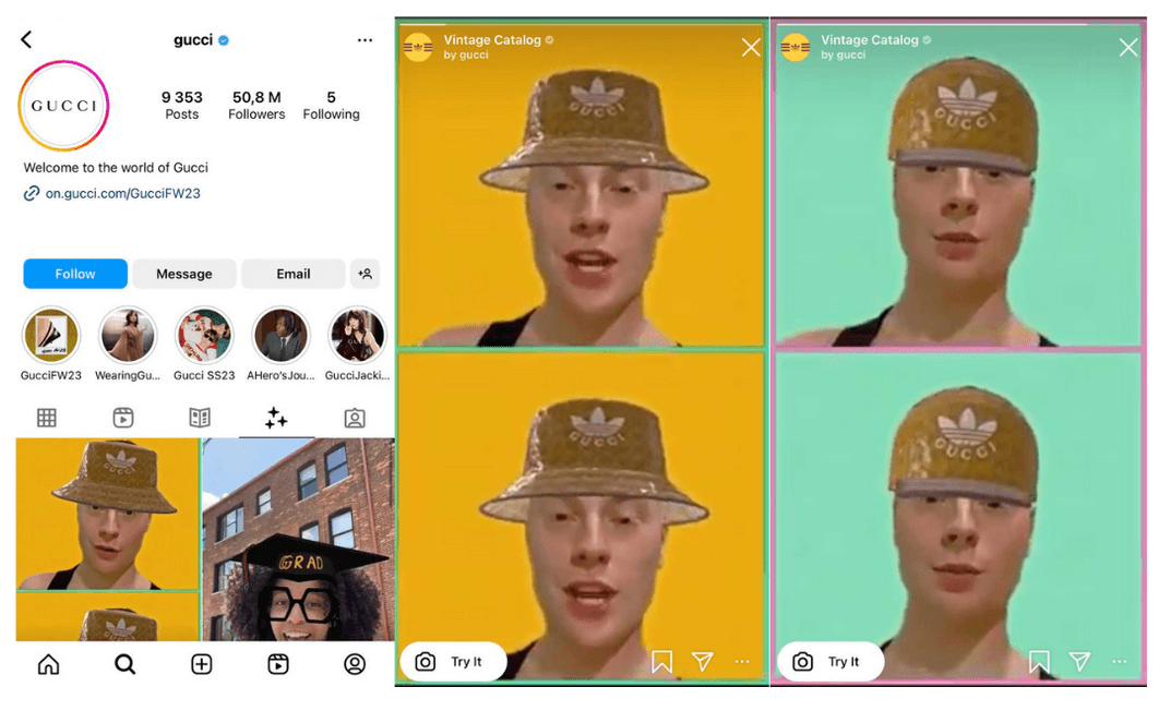 Gucci AR instagram filtresi