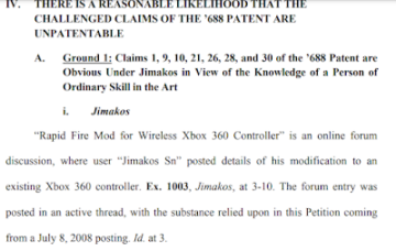 Xbox fan's forum post on 'rapid fire mod' may save Valve (Steam) $4 million in patent infringement damages over handheld videogame controller: U.S. Court of Appeals for the Federal Circuit