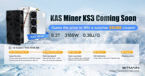 Nadchodzący Antminer KS3 ASIC firmy Bitmain dla Kaspa (KAS) jest szalenie szybki