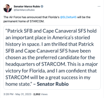Florida Space Coast terpilih sebagai rumah komando pelatihan Angkatan Luar Angkasa AS