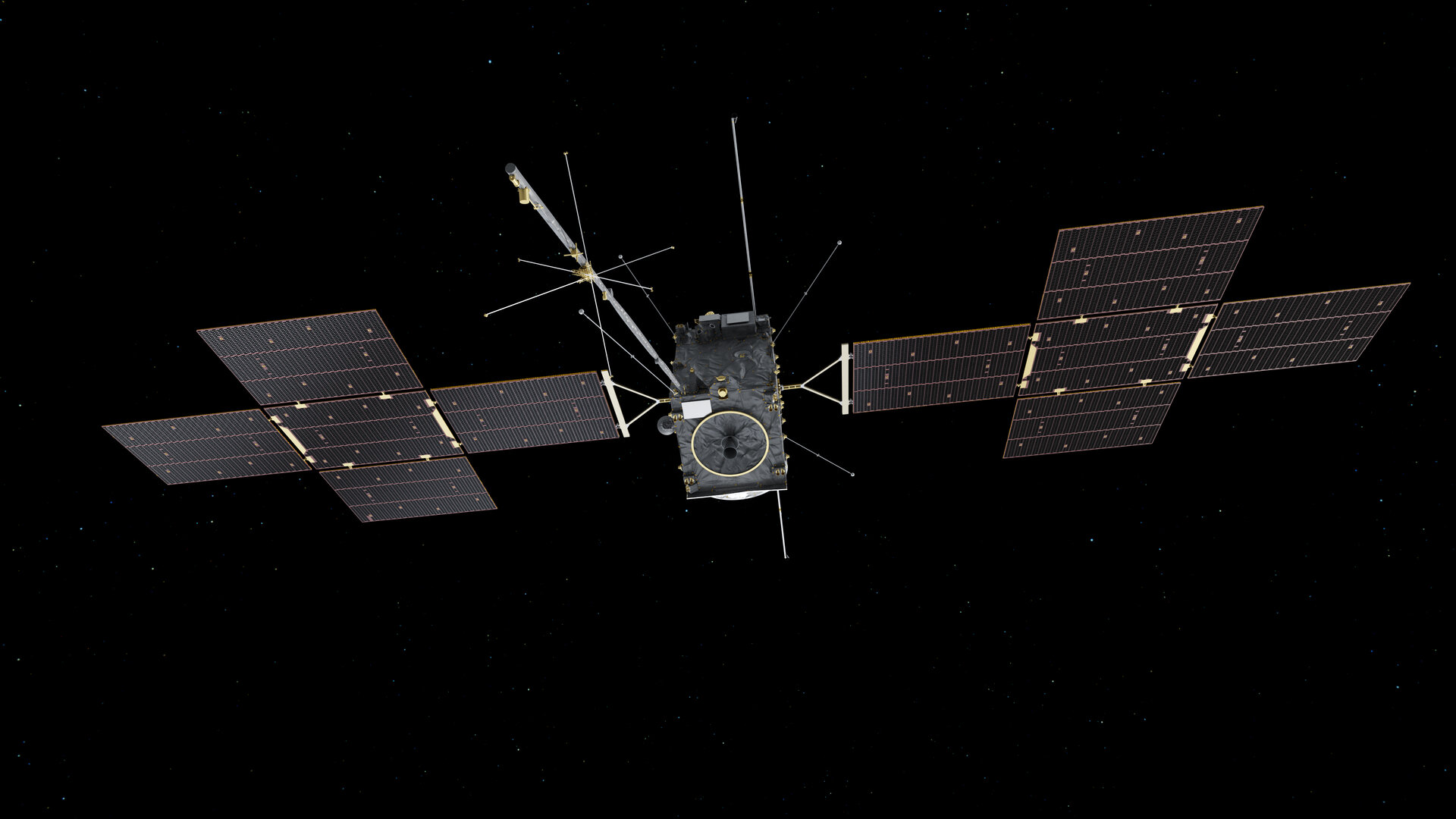 Zataknjena radarska strela na sondi JUICE, ki je usmerjena na Jupiter, končno osvobojena