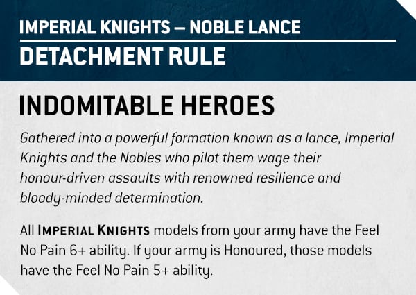 Warhammer 40k Imperial Knights Faction Focus Detachment Rule