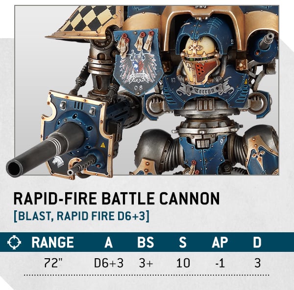 Warhammer 40k Imperial Knights Faction Focus Rapid-Fire Battle Cannon parameters