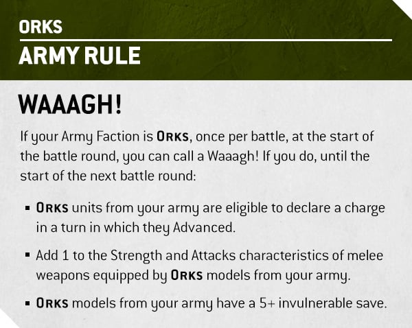 Warhammer 40k Orks Faction Focus Waaagh! Army Rule