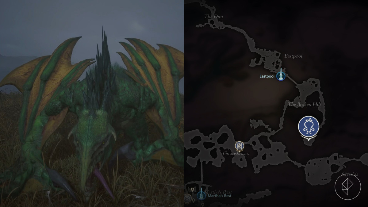 Belphegor hunt location on the map of Rosaria in Final Fantasy 16.