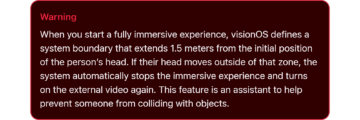Apple объясняет границы игрового пространства виртуальной реальности Vision Pro