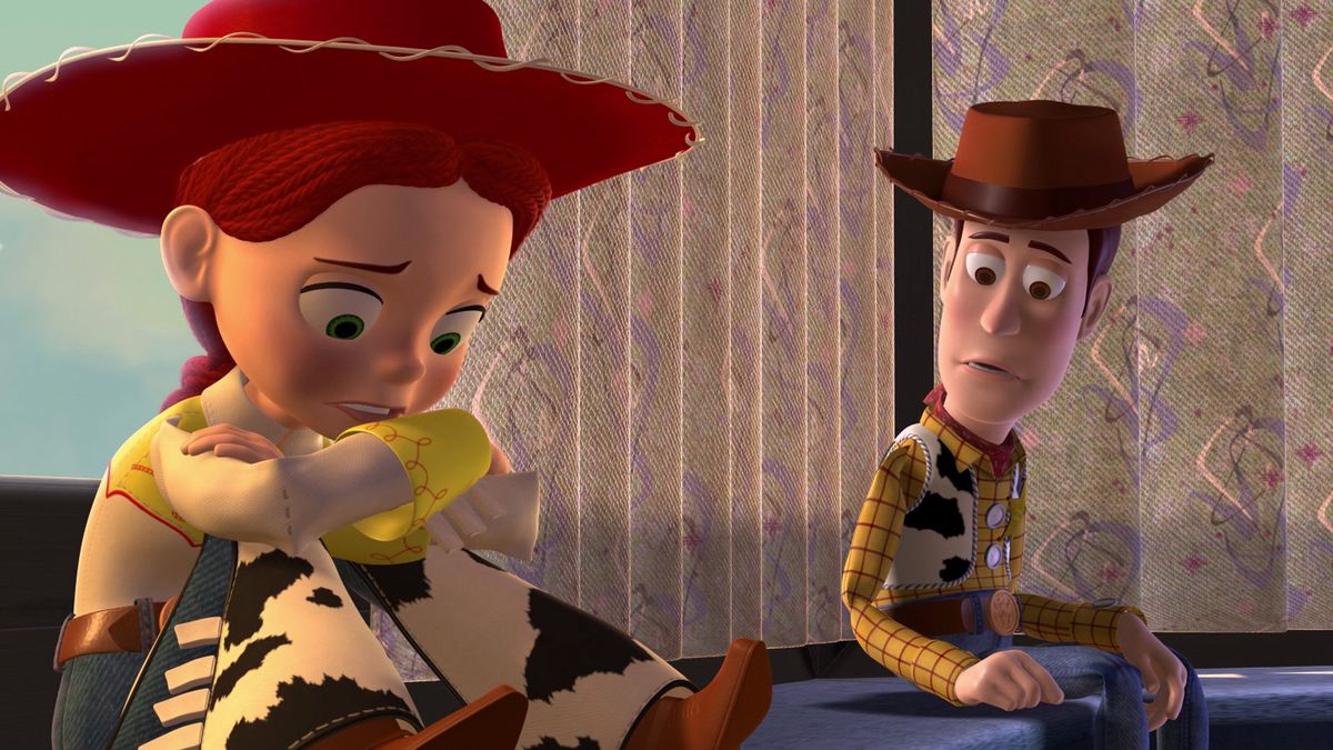 Woody (Tom Hanks) comforts Jessie (Joan Cusack)