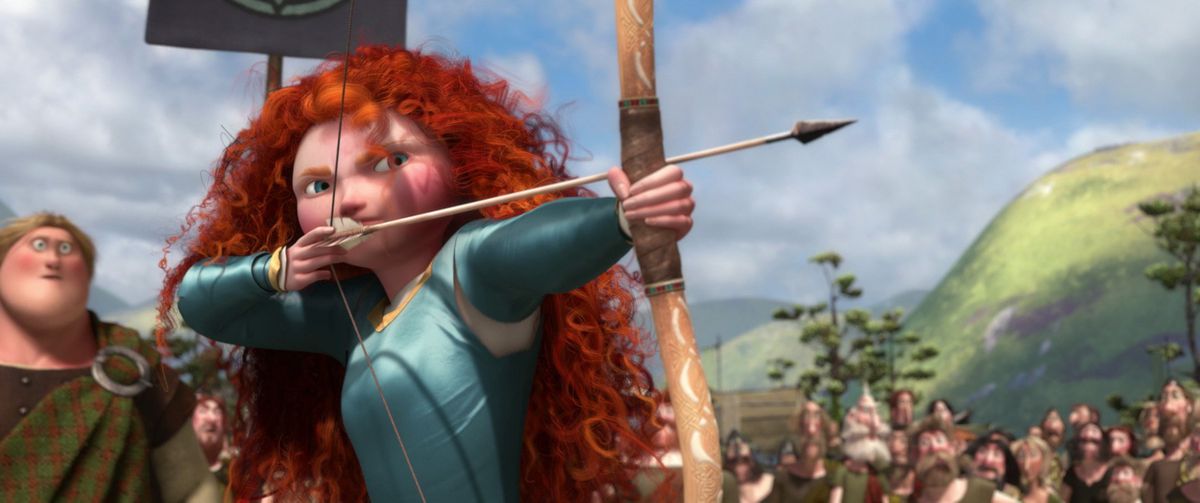 princess merida shoots an arrow for her own hand in marriage