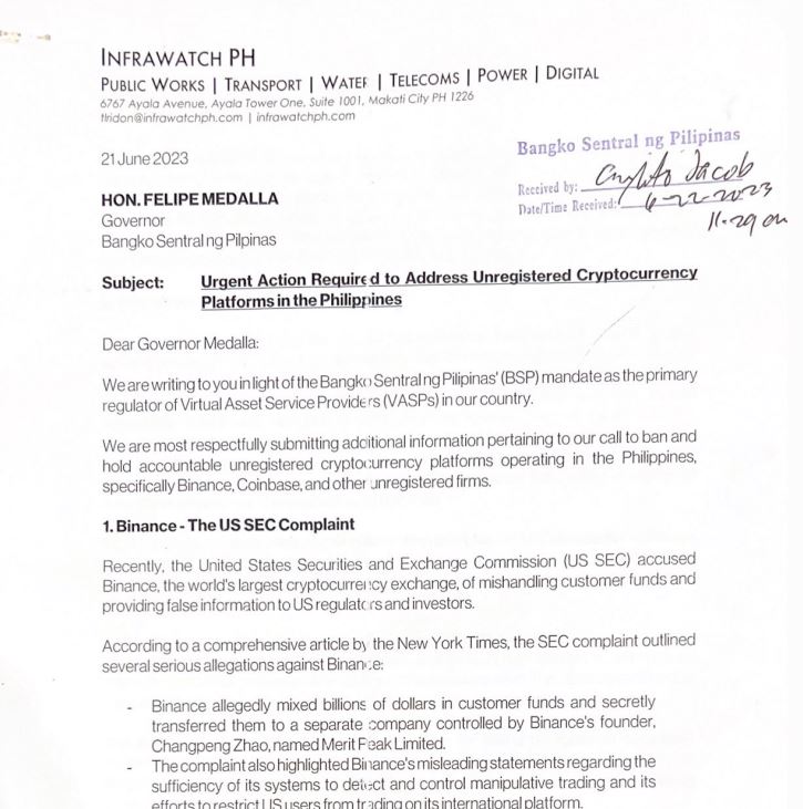 Infrawatch Letter to BSP June 2023
