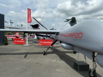 Leonardo displays Falco Xplorer drone armed with MBDA missile