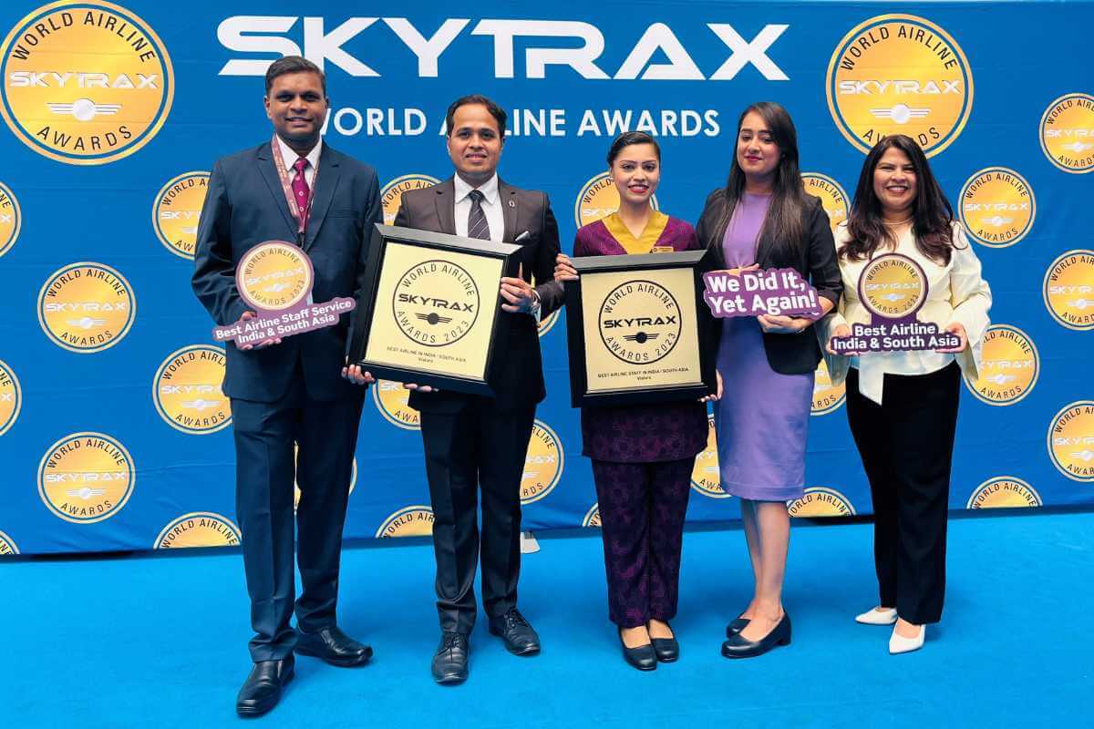 Vistara kåret til beste flyselskap i India og Sør-Asia for tredje år på rad ved World Airline Awards 2023
