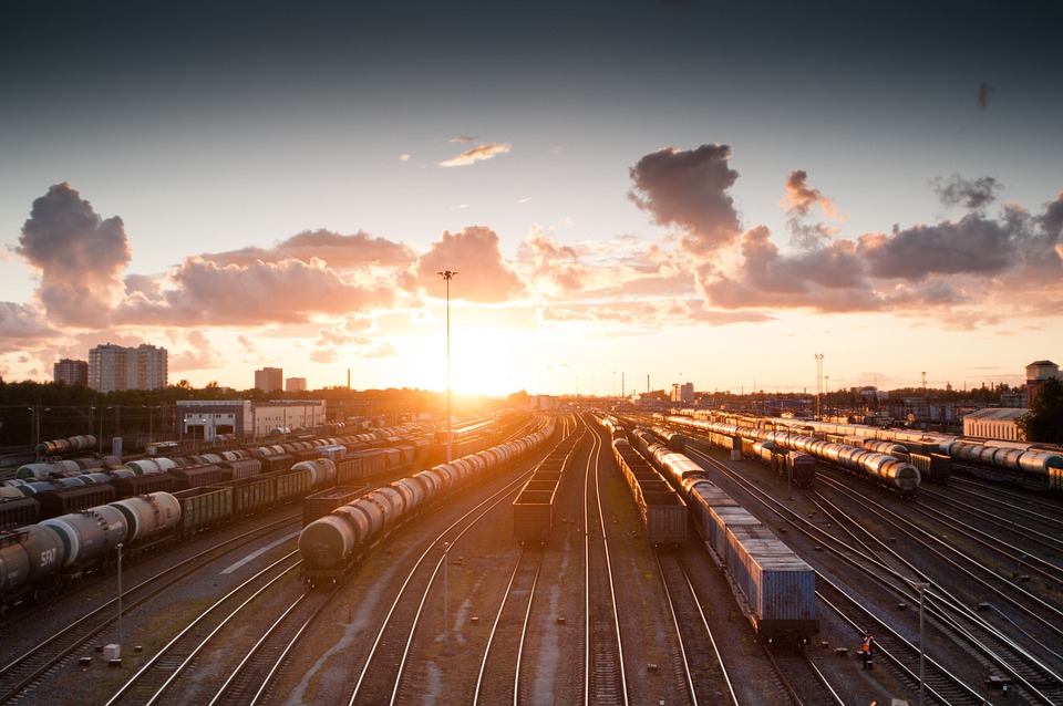Train, Sunset, Tracks, Railroad, Transportation