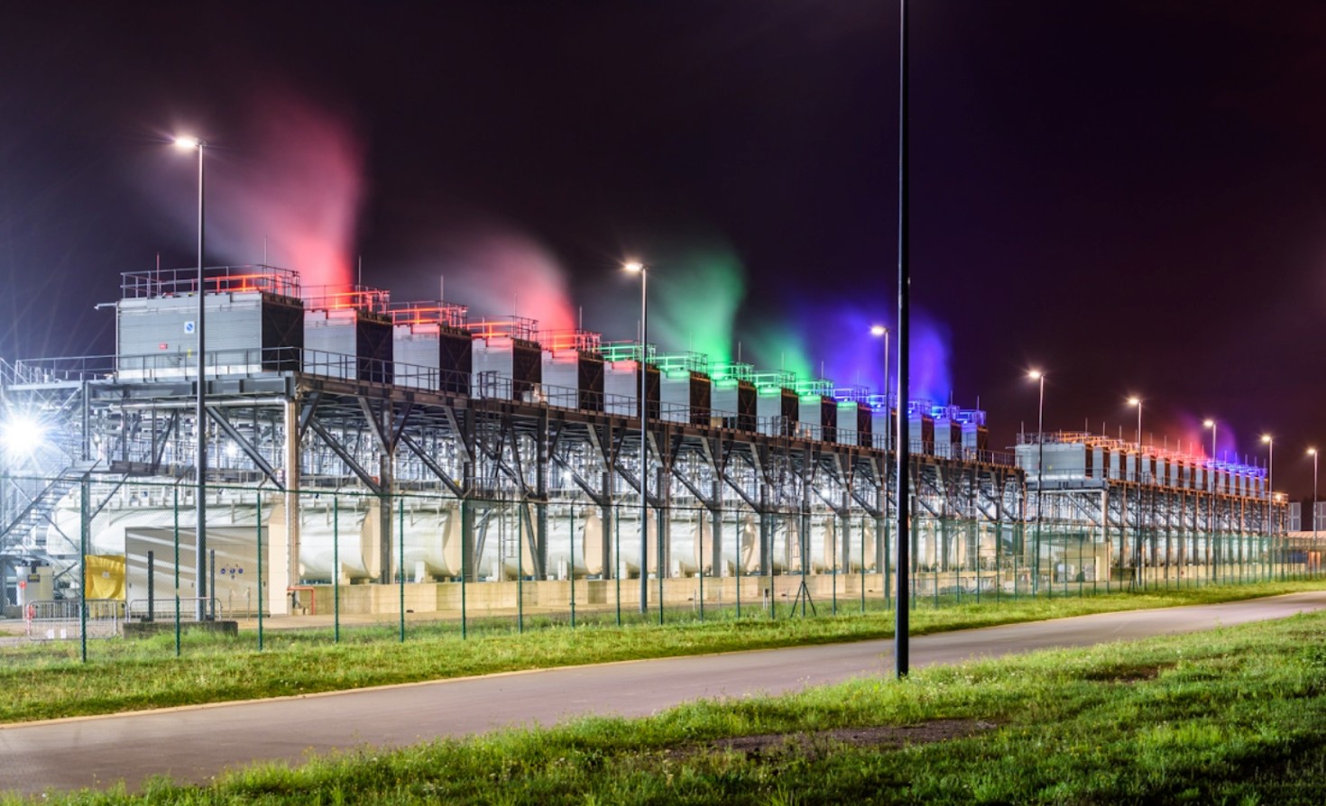 Steam rises from cooling towers at Google data centers in the Walloon region of Belgium.