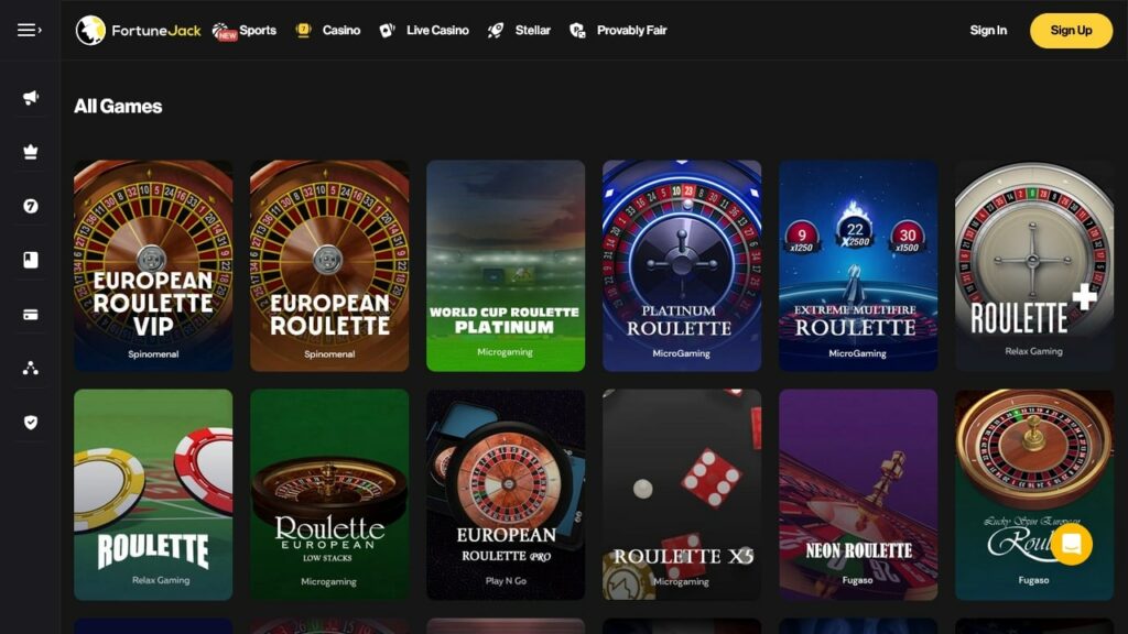 Roulette at FortuneJack