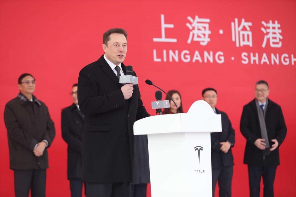 Elon Musk na inauguração de Xangai