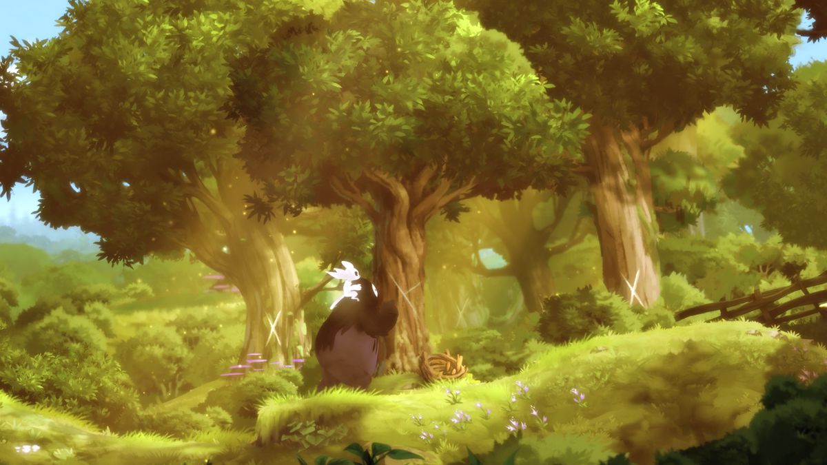 Ori and their buddy ride through the forest in Ori and the Blind Forest