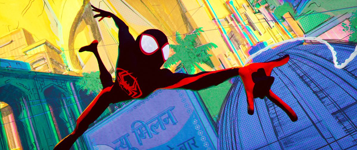 A still taken from the animated film Spider-Man: Across the Spider-Verse.