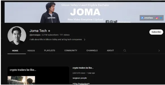 Joma Tech’s YouTube channel AI youtuber