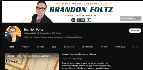 Brandon Foltz’s YouTube channel