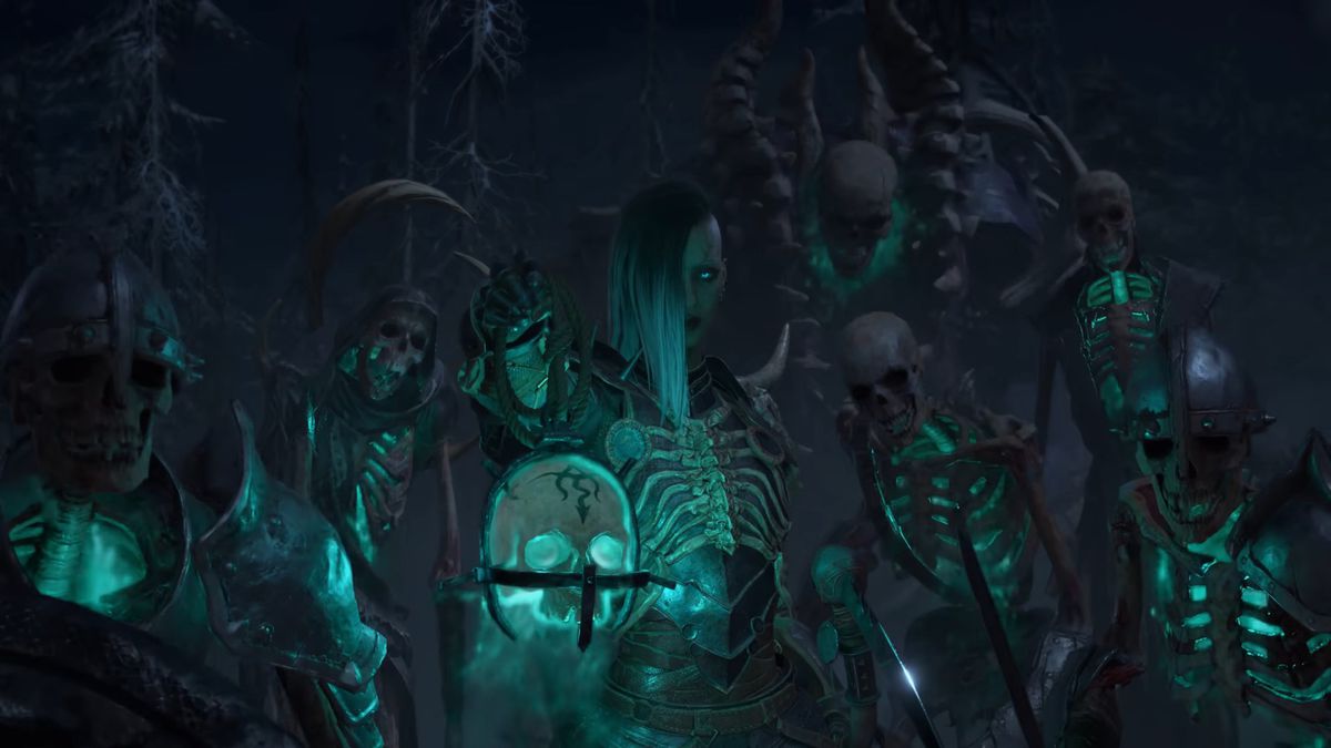 Necromancer raising a skeleton army in Diablo 4