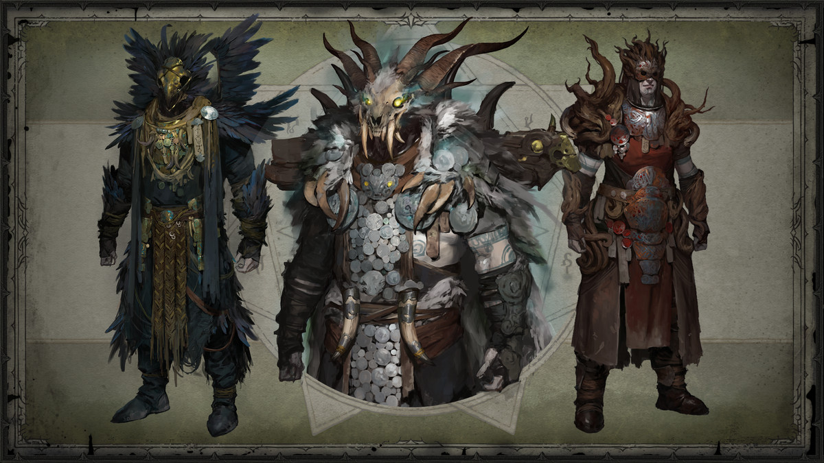 Concept art of the druid in Diablo 4 in legendary gear