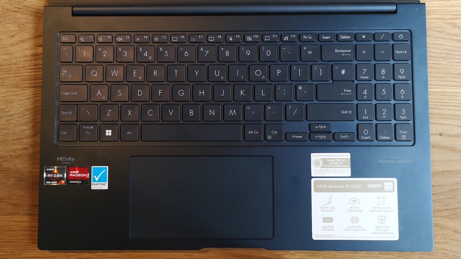 The Asus Zenbook 15 OLED's keyboard