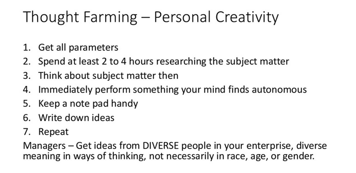 Generating content ideas through Thought Farming - Personal Creativity 