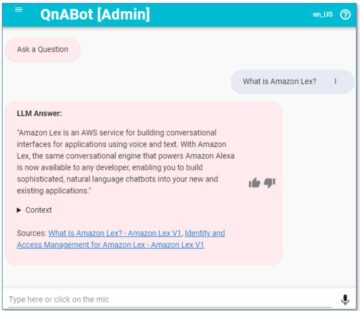 Amazon Kendra 및 대규모 언어 모델과 함께 Amazon Lex를 기반으로 하는 AWS 솔루션의 QnABot을 사용하여 셀프 서비스 질문 답변 배포 | 아마존 웹 서비스