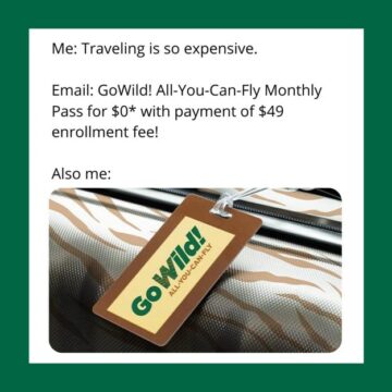 تعلن شركة فرونتير إيرلاينز عن GoWild! بطاقة All-You-Can-Fly الشهرية ™ مجانية في الشهر الأول