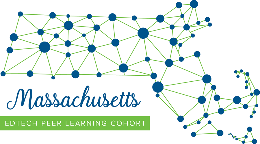 Massachusetts EdTech Peer Learning Cohort image of networked dots across a map of Massachusetts