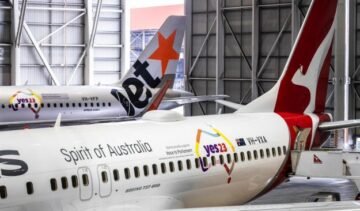 QANTAS Group unveils a Yes23 campaign logo on VH-VXA and VH-VFP