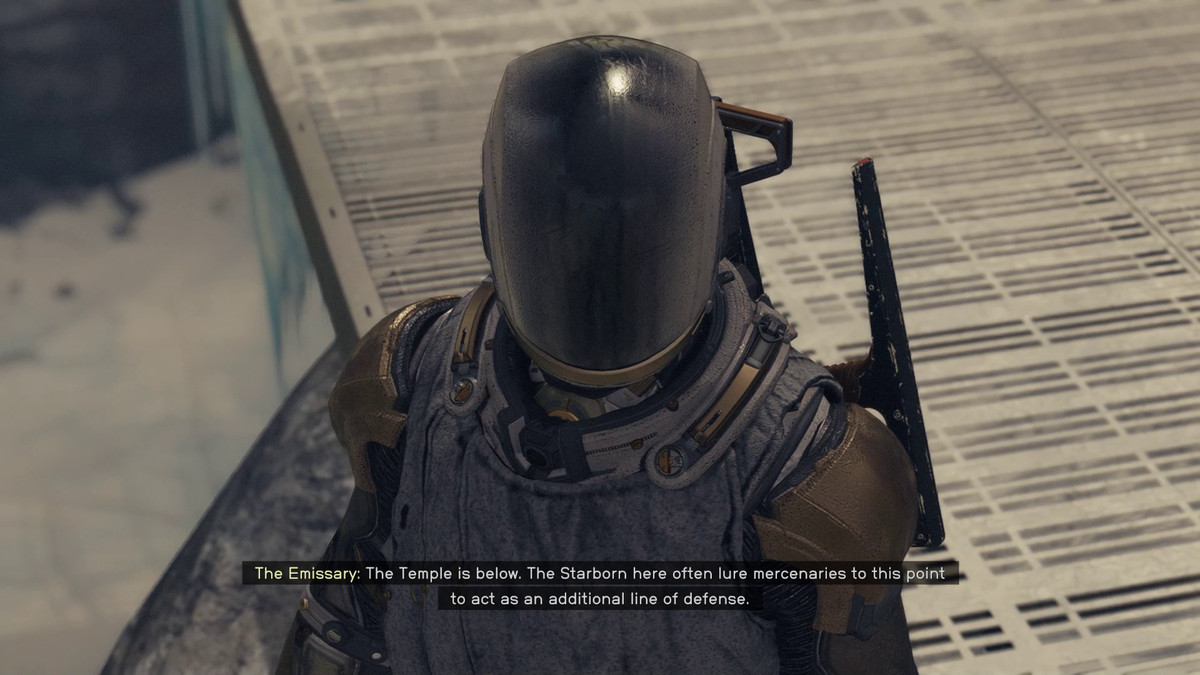 The player speaks to The Emissary in Starfield