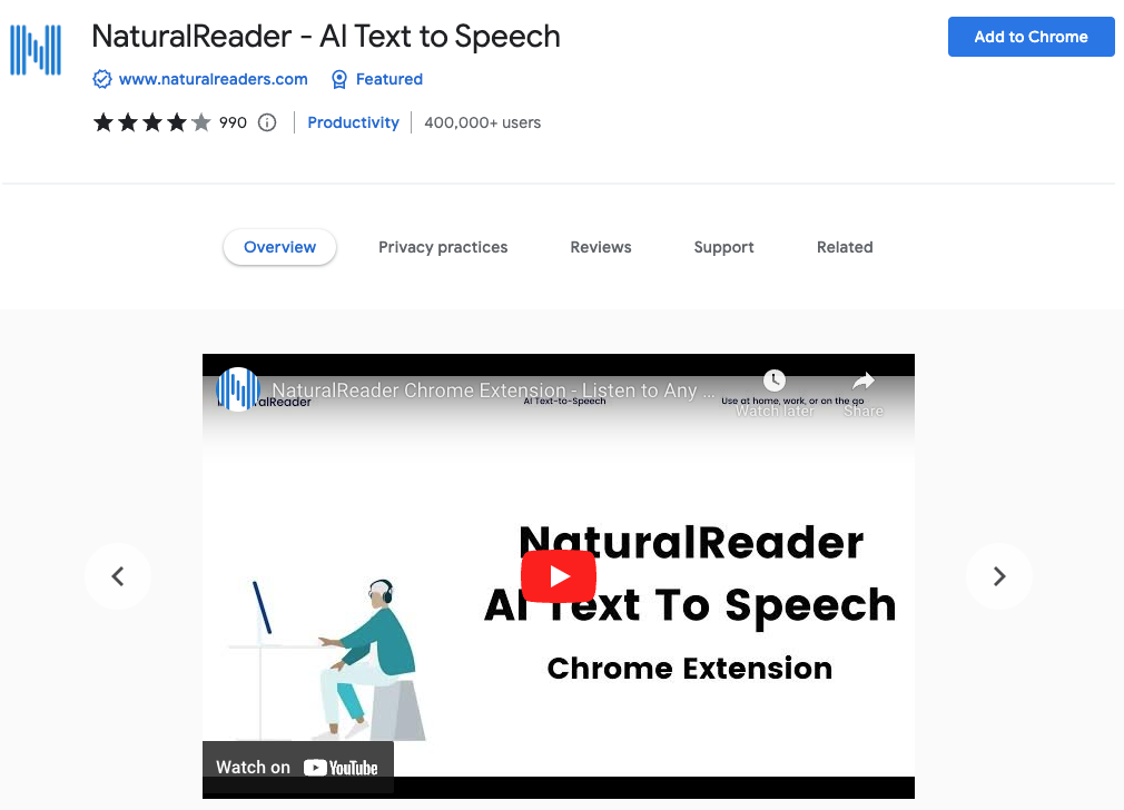 Best AI Chrome Extensions: Natural Reader