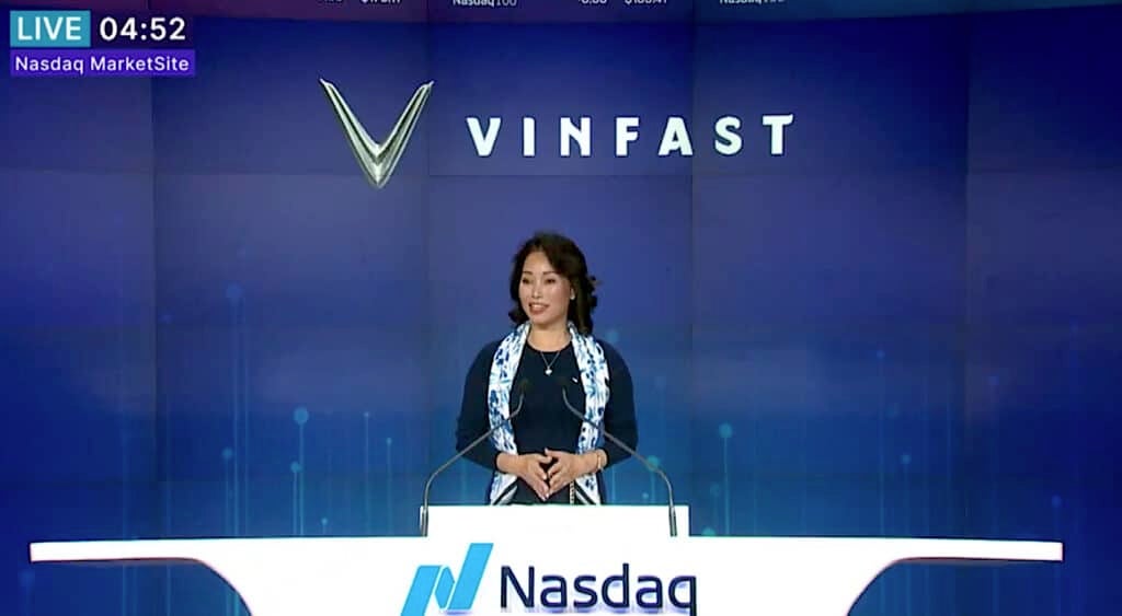 VinFast CEO Thuy speaks at Nasdaq launch