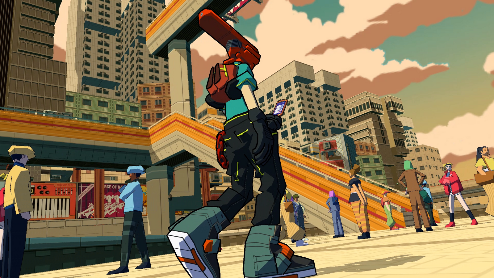 A screenshot of Red from the Bomb Rush Cyberfunk teaser.
