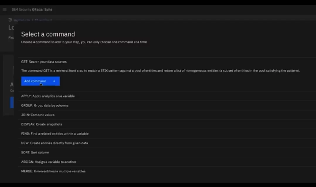 Screenshot of QRadar Suite Log Insight command templates