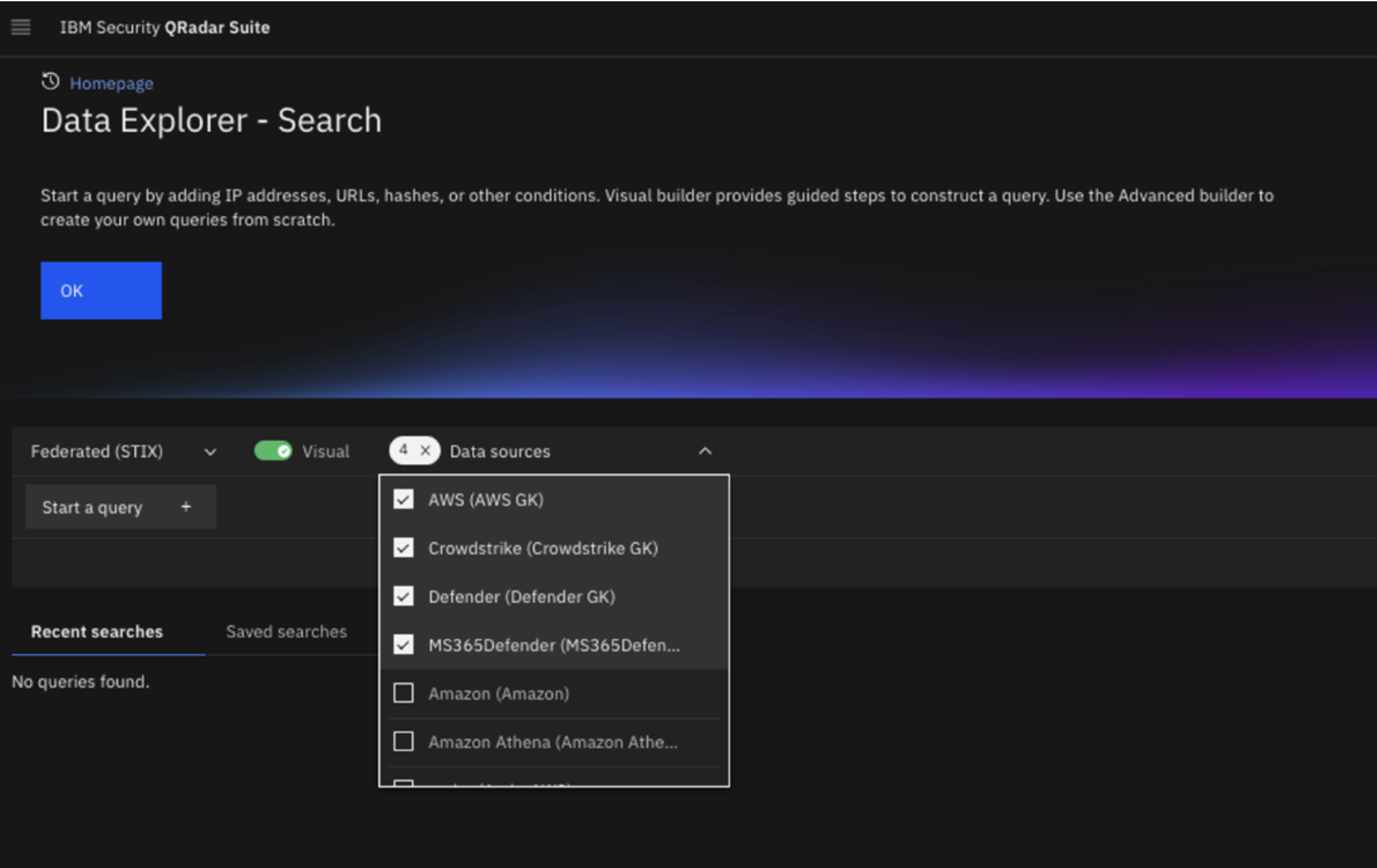 Screenshot of IBM Security QRadar Suite's Data Explorer Search functionality
