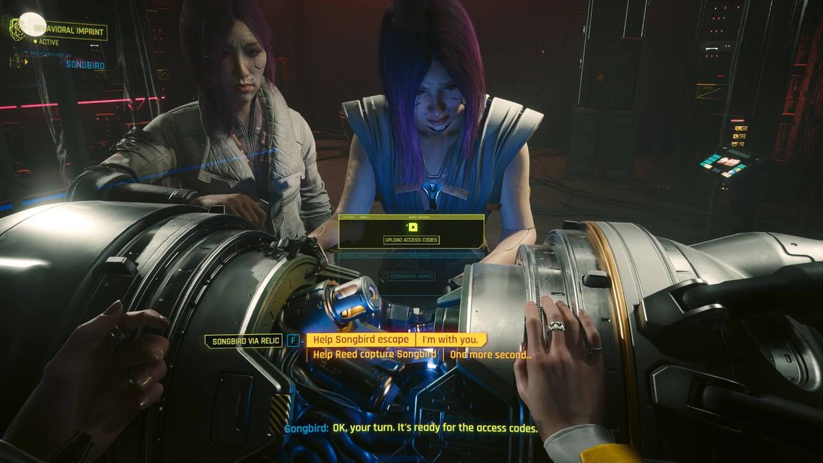 V makes a decision during the Firestarter mission in Cyberpunk Phantom Liberty 2077 endings.